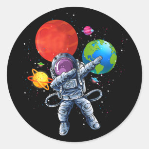 4 Years Old 4th Birthday Dabbing Astronaut Kids Classic Round Sticker