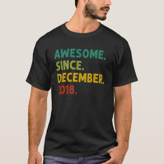 4 Years Old  Awesome Since December 2018 4th Birth T-Shirt