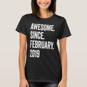 4 Years Old Awesome Since February 2019 4th Birthd T-Shirt