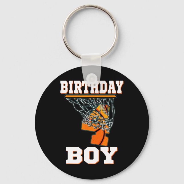 4 Years Old Basketball Boy 4th Birthday Party Cele Key Ring (Front)