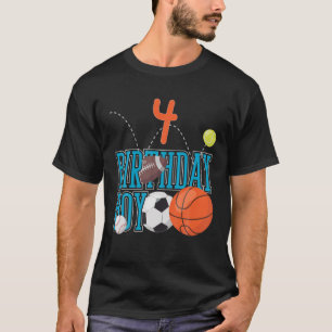 4 Years Old Birthday Boy Sports Matching Family T  T-Shirt