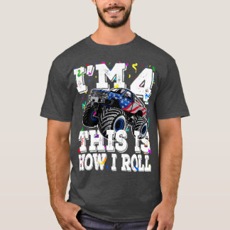 4 Years Old Birthday Gift Boy Monster Truck 4th An T-Shirt