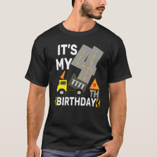 4 Years Old Boy It's My 4th Birthday Construction  T-Shirt
