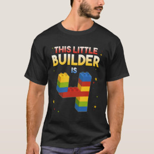 4 Years Old Builder Boy Girl Gift Building Blocks T-Shirt