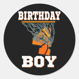 4 Years Old Bysketbyll Boy 4th Birthday Party Cele Classic Round Sticker