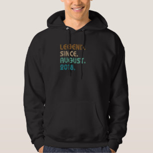4 Years Old  Legend Since August 2018 4th Birthday Hoodie
