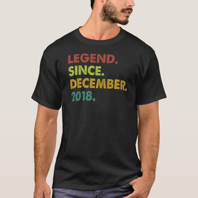 4 Years Old Legend Since December 2018 4th Birthda T-Shirt (Front)