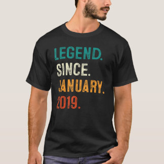 4 Years Old  Legend Since January 2019 4th Birthda T-Shirt