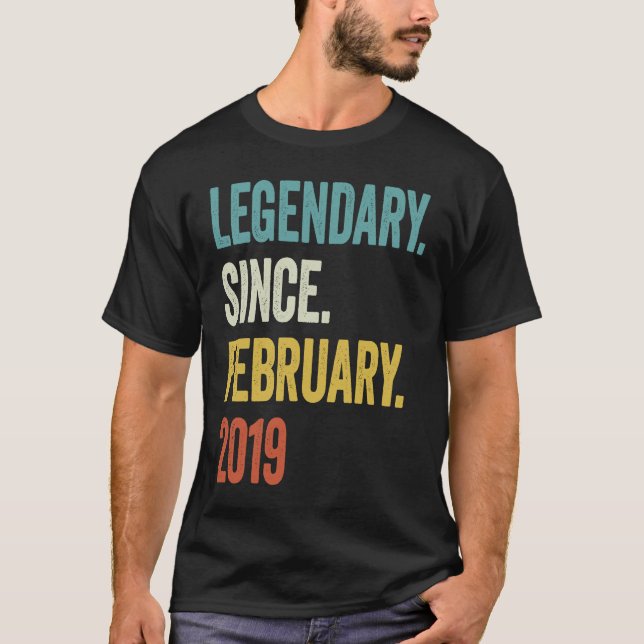 4 Years Old Legendary Since February 2019 4th Birt T-Shirt (Front)