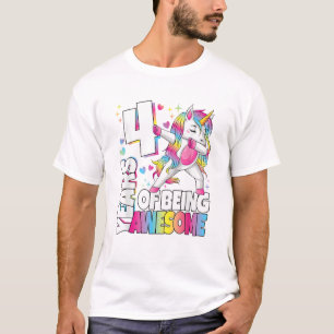 4 Years Old Unicorn 4 Years Of Being Awesome 4th B T-Shirt
