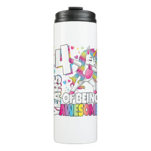 4 Years Old Unicorn 4 Years Of Being Awesome 4th B Thermal Tumbler