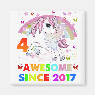 4 Years Old Unicorn Cutie 4th Birthday Girl Unicor Magnet