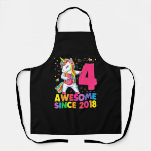 4 Years Old Unicorn Flossing 4th Birthday Girl Uni Apron
