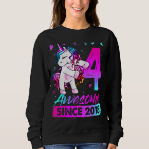 4 Years Old Unicorn Flossing 4th Birthday Girl Uni Sweatshirt