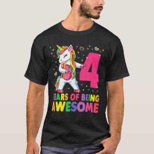 4 Years Old Unicorn Flossing 4Th Birthday Girl Uni T-Shirt