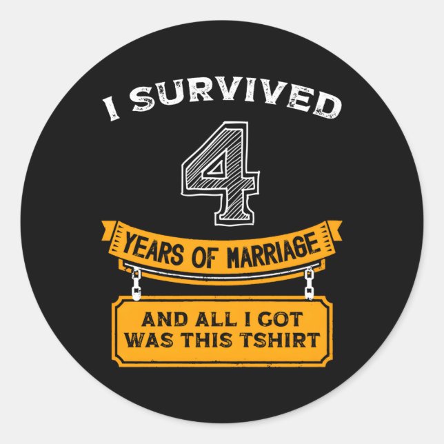 4 Years Wedding Anniversary Husband 1 Years Classic Round Sticker (Front)