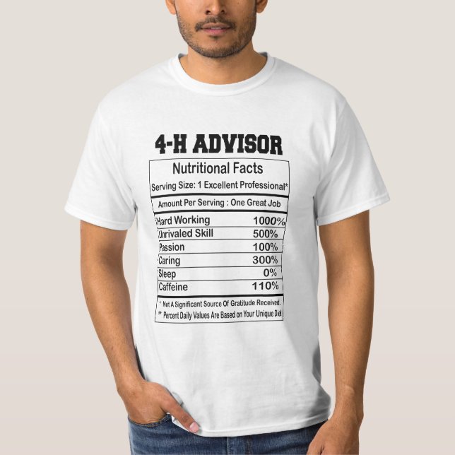 4H Advisor Nutritional Facts Tshirt (Front)