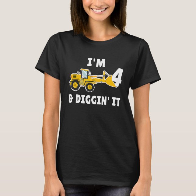 4nd Birthday I'm 4 And Digging It Party T-Shirt (Front)