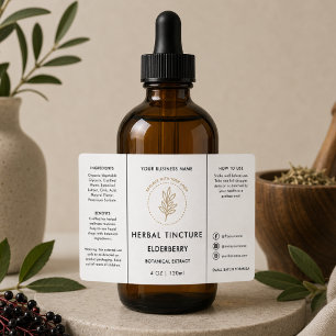 4oz Oil Dropper Tincture Logo Bottle Label