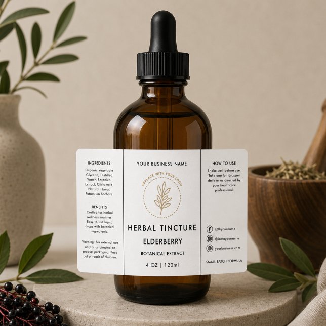 4oz Oil Dropper Tincture Logo Bottle Label (Creator Uploaded)