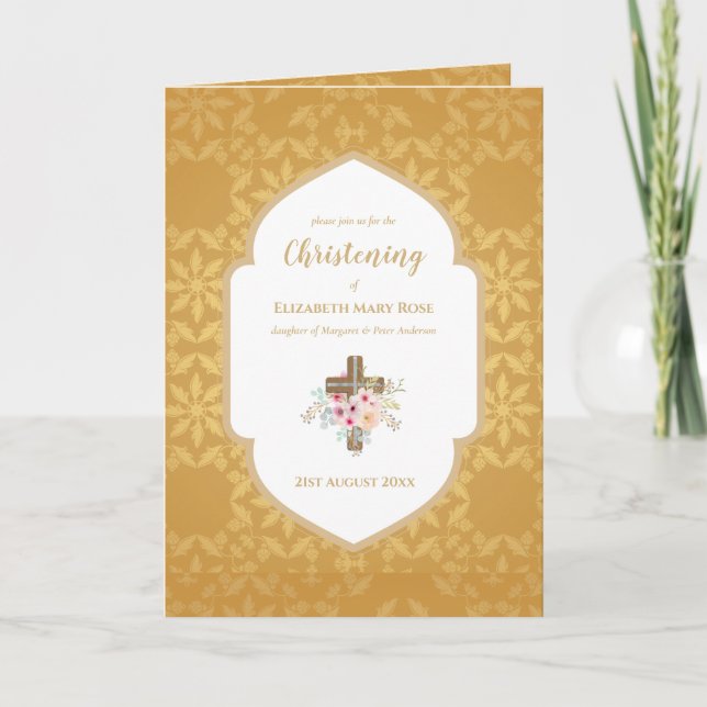 4page CHRISTENING Invite and Program Gold Ornate (Front)