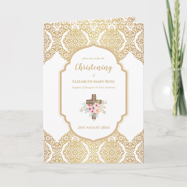 4page CHRISTENING Invite and Program Gold Ornate (Front)