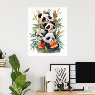 4pandas and a watermelon poster