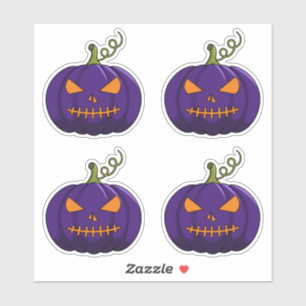 4PC Pumpkin Stickers - Halloween Jack-o'-Lantern