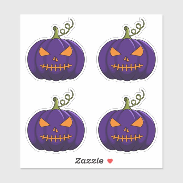 4PC Pumpkin Stickers - Halloween Jack-o'-Lantern (Sheet)