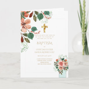 4pg Floral BAPTISM Invitations - Program