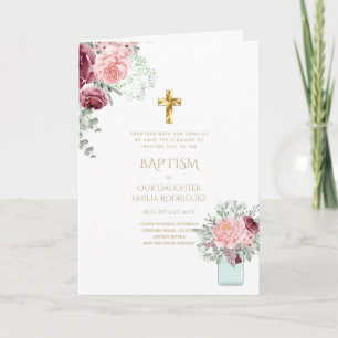 4pg Floral BAPTISM Invitations - Program