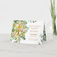 4pg Floral Cross Greenery Wedding Invite Program