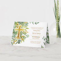 4pg Floral Cross Greenery Wedding Invite Program