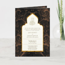 4Pg NIKAH WALIMA Invite Gold Ornate Islamic