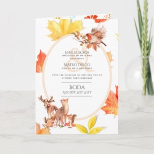 4pg Spanish BODA Invite Woodland Animals Fall