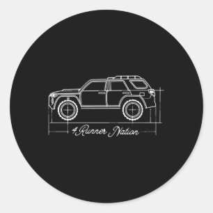 4Runner Nation 5Th Gen 4R Blueprint Classic Round Sticker