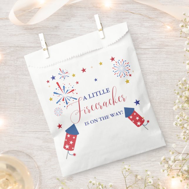 4t of July Independence firecracker Baby Shower  Favour Bag (Clipped)