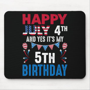 4th And Yes It's My 5th Birthday American Patrioti Mouse Pad