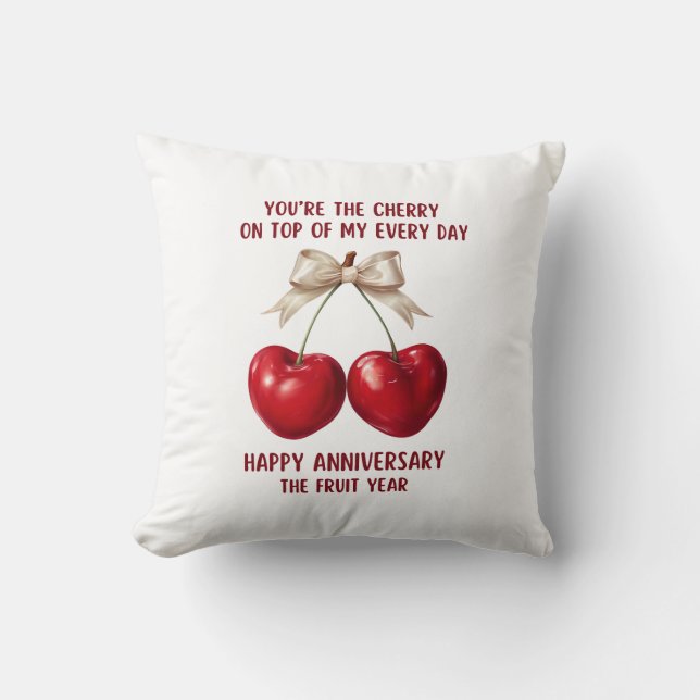 4th Anniversary Card, Fruit Anniversary Ornament Cushion (Front)