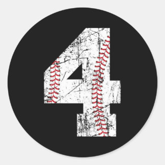 4Th Baseball 4 Four Classic Round Sticker