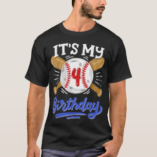 4Th Baseball Birthday Party Boys Sport Fan 4 T-Shirt