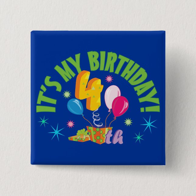 4th Birthday 15 Cm Square Badge (Front)