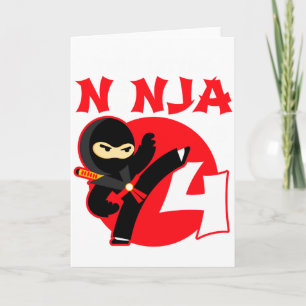 4th Birthday 4 Year Old Kids Party Little Ninja 4 Card