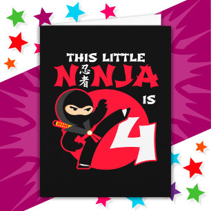 4th Birthday 4 Year Old Kids Party Little Ninja 4 Card