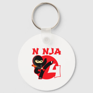 4th Birthday 4 Year Old Kids Party Little Ninja 4 Key Ring