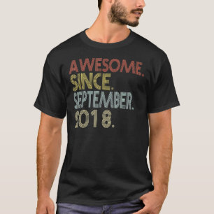4th Birthday 4 Years Old Boy Awesome Since Septem T-Shirt