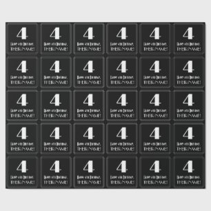 4th Birthday - Art Deco Inspired Look "4", Name Wrapping Paper