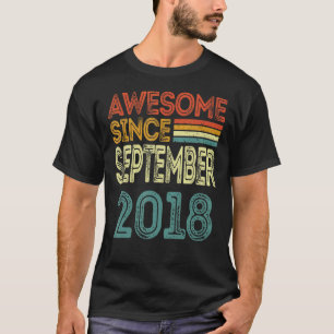 4th Birthday Awesome Since September 2018 4 Years T-Shirt