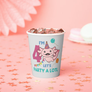 4th Birthday Axolotl Four Year Old Sweet Axolotls  Paper Cups