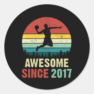 4th Birthday Basketball Lovers Awesome Since 2017 Classic Round Sticker